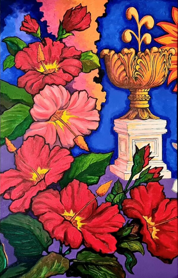 Natural balance between flowers, peonies, magnolias and a trophy cup, 2